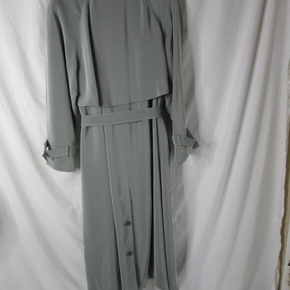 Utex Design Trench Coat Woman's Button Up Pockets Lined Full Length Gray Size 14 - Picture 15 of 15